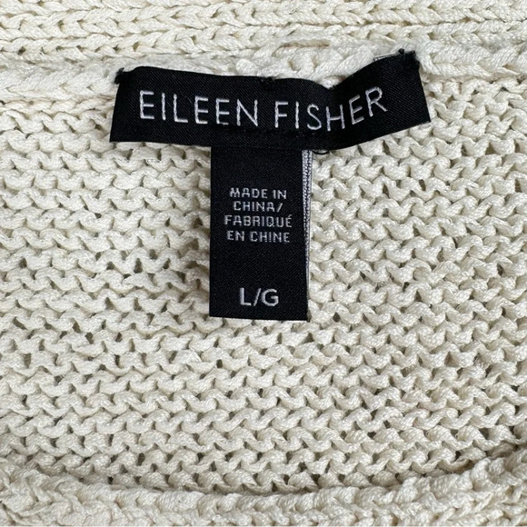 Eileen Fisher Ivory Organic Cotton and Nylon Ribbon Yarn Sweater Top. Large - Picture 10 of 11